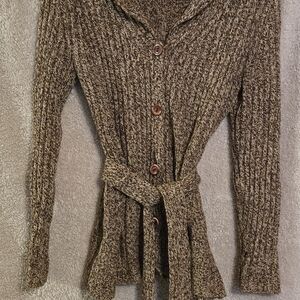 Ford Women's Textured Brown Cardigan with Belt